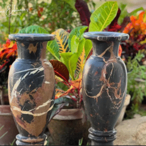 Black and gold marble vase