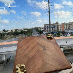 Wooden platter with brass handels